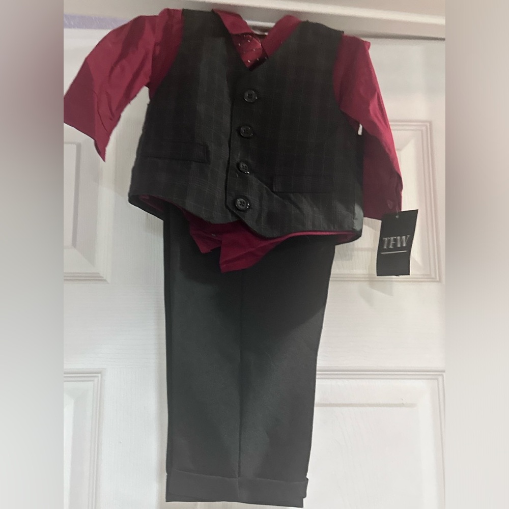 TFW Kids Red and Black Matching Suit